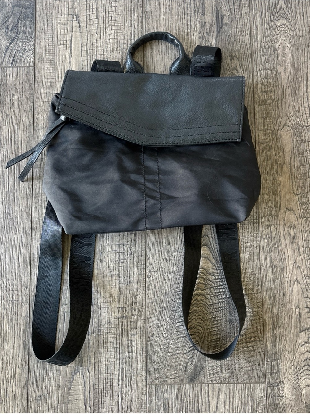 Botkier Black Nylon mini backpack Logo Patch. 1 of 2 small zipper no zip